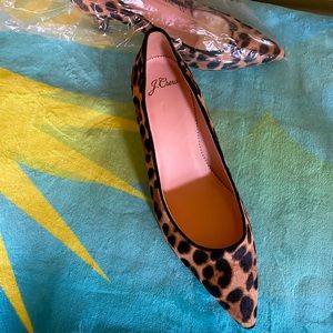 J CREW CALF SKIN LEOPARD PRINT KITTEN HEEL